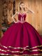 Fancy Embroidery and Ruffles Sweet 16 Quinceanera Dress Wine Red Lace Up Sleeveless Floor Length