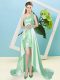 Elastic Woven Satin and Sequined One Shoulder Sleeveless Lace Up Sequins Homecoming Dress in Apple Green