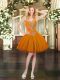 Best Selling Orange Sleeveless Beading Mini Length Homecoming Dress
