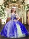 Blue Lace Up Pageant Dress Wholesale Appliques Sleeveless Floor Length