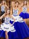 Most Popular Royal Blue Quinceanera Gowns Military Ball and Sweet 16 and Quinceanera with Embroidery Strapless Sleeveless Lace Up