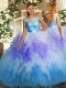 Modest Multi-color Quinceanera Gowns Sweet 16 and Quinceanera with Beading and Ruffles Scoop Sleeveless Backless