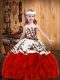 Gorgeous Ball Gowns Pageant Dresses Red Straps Organza Sleeveless Floor Length Lace Up
