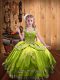 Cute Yellow Green Ball Gowns Satin Off The Shoulder Sleeveless Beading and Embroidery Floor Length Lace Up Girls Pageant Dresses