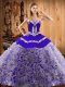 Delicate Sleeveless Sweep Train Lace Up With Train Embroidery Quinceanera Dresses
