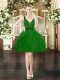 New Style Tulle V-neck Sleeveless Lace Up Beading and Ruffles Prom Party Dress in Dark Green