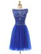 Royal Blue Sleeveless Tulle Zipper Homecoming Dress for Prom and Party