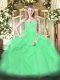 Most Popular Ball Gowns Quince Ball Gowns Green Spaghetti Straps Tulle Sleeveless Floor Length Zipper