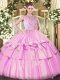 Amazing Bateau Sleeveless Zipper Quinceanera Dress Lilac Tulle