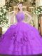 Sleeveless Zipper Floor Length Beading and Ruffled Layers Quinceanera Gown