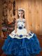 Floor Length Ball Gowns Sleeveless Blue Little Girls Pageant Gowns Lace Up