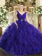 Best Selling Floor Length Backless Quinceanera Dresses Purple for Sweet 16 and Quinceanera with Beading and Ruffles