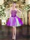 Purple Ball Gowns Strapless Sleeveless Tulle Mini Length Lace Up Beading Dress for Prom