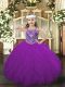 Customized Floor Length Lace Up Pageant Dress for Teens Purple for Party and Quinceanera with Beading and Ruffles