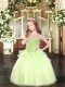 Cute Floor Length Yellow Green Child Pageant Dress Organza Sleeveless Appliques