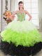 Trendy Multi-color Lace Up Sweetheart Beading and Ruffles Sweet 16 Quinceanera Dress Organza Sleeveless