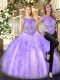 Elegant Ball Gowns Sweet 16 Dresses Lilac Scoop Tulle Sleeveless Floor Length Zipper