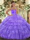 Most Popular Lavender Lace Up Sweet 16 Dress Beading and Ruffled Layers Sleeveless Floor Length