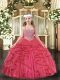 Sleeveless Lace Up Floor Length Beading and Ruffles Pageant Dress Toddler