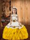 Best Ball Gowns Little Girls Pageant Dress Wholesale Gold Straps Organza Sleeveless Floor Length Lace Up