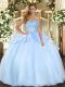 Deluxe Light Blue Quinceanera Gowns Military Ball and Sweet 16 and Quinceanera with Beading and Ruffles Sweetheart Sleeveless Lace Up