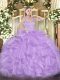 Organza Straps Sleeveless Zipper Beading and Ruffles Quinceanera Dresses in Lavender