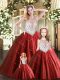 Graceful Floor Length Wine Red Quinceanera Dresses Scoop Sleeveless Lace Up