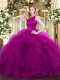 Spectacular Sleeveless Clasp Handle Floor Length Ruffles Ball Gown Prom Dress