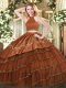 Modern Brown Sleeveless Organza Backless Quinceanera Gown for Military Ball and Sweet 16 and Quinceanera