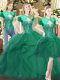 Simple Beading and Ruffles Quinceanera Dress Dark Green Lace Up Sleeveless Floor Length