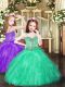Turquoise Girls Pageant Dresses Party and Quinceanera with Beading and Ruffles Spaghetti Straps Sleeveless Lace Up