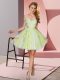 Nice Yellow Green Sleeveless Tulle Zipper Damas Dress for Prom and Party and Wedding Party