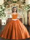 Customized Straps Sleeveless Girls Pageant Dresses Floor Length Appliques Rust Red Tulle