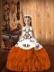 Orange Red Ball Gowns Embroidery and Ruffles Girls Pageant Dresses Lace Up Organza Sleeveless Floor Length