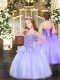 Lavender Sleeveless Appliques Floor Length Girls Pageant Dresses