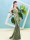 Mermaid Prom Dresses V-neck Sequined Sleeveless Floor Length Zipper