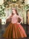 Luxurious Ball Gowns Child Pageant Dress Rust Red Spaghetti Straps Tulle Sleeveless Floor Length Lace Up