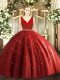 Colorful Wine Red Zipper Quince Ball Gowns Beading Sleeveless Floor Length