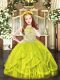 Popular Yellow Green Sleeveless Floor Length Beading and Ruffles Zipper Pageant Gowns For Girls