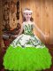 Organza Sleeveless Floor Length Pageant Dress and Embroidery and Ruffles