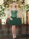 Dark Green Ball Gowns Sweetheart Sleeveless Organza Mini Length Lace Up Beading and Ruffles Prom Dress