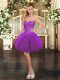 Classical Mini Length Lace Up Purple for Prom and Party with Beading and Ruffles
