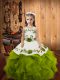 Excellent Olive Green Sleeveless Floor Length Embroidery and Ruffles Lace Up Little Girls Pageant Dress Wholesale