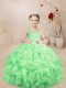 Stunning Apple Green Straps Neckline Beading and Ruffles Little Girl Pageant Gowns Sleeveless Lace Up