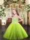 Fantastic Floor Length Yellow Green Winning Pageant Gowns Spaghetti Straps Sleeveless Lace Up