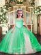 Turquoise Straps Neckline Appliques Little Girls Pageant Dress Wholesale Sleeveless Lace Up