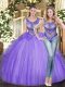 Romantic Lavender Ball Gowns Beading and Ruffles Vestidos de Quinceanera Lace Up Tulle Sleeveless Floor Length