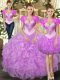 Spectacular Sleeveless Beading and Ruffles Lace Up Quince Ball Gowns