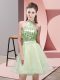 Mini Length A-line Sleeveless Yellow Green Dama Dress for Quinceanera Backless