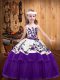 Sleeveless Organza Floor Length Lace Up Little Girls Pageant Dress Wholesale in Purple with Embroidery